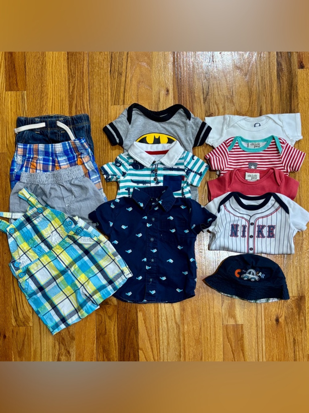 (12 Piece Lot) Baby Boys Clothing Lot Size 0-3 Months Hat Shirts Shorts Rompers